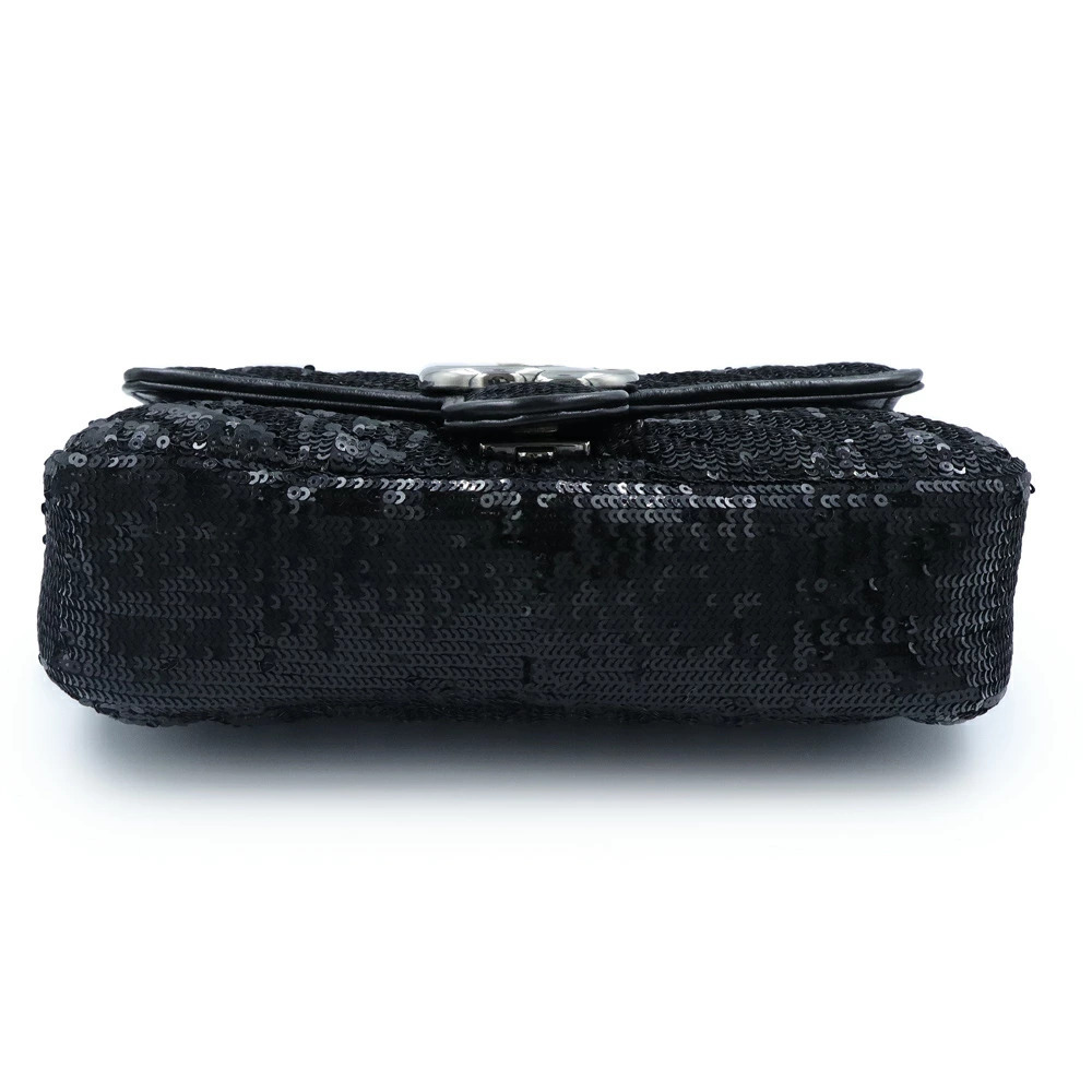 Gucci GG Marmont Chain Shoulder Crossbody Bag Sequin Black - Picture 8 of 10
